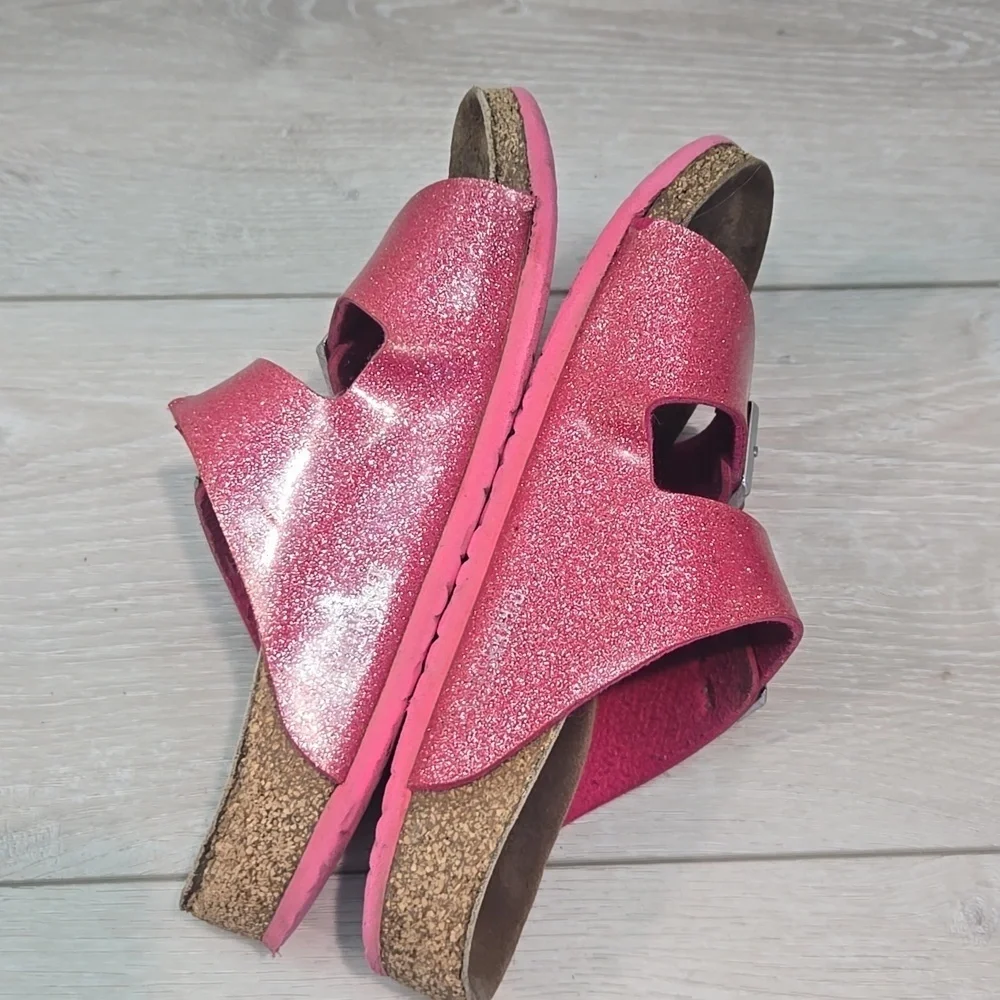 Birkenstock Women Glittery Pink Kids Girl Sandals Slide Shoes 34/3 Narrow